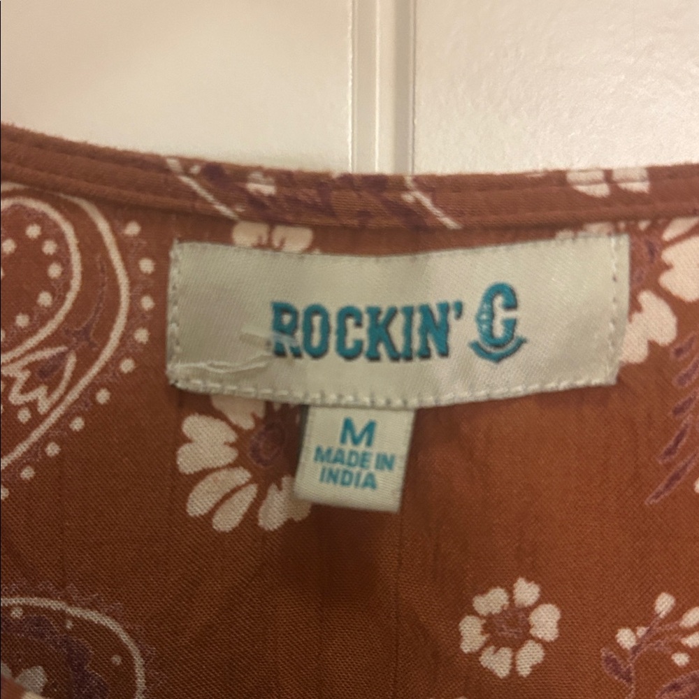 Western Dress Rockin G Medium Brown Floral Paisley - Picture 2 of 4